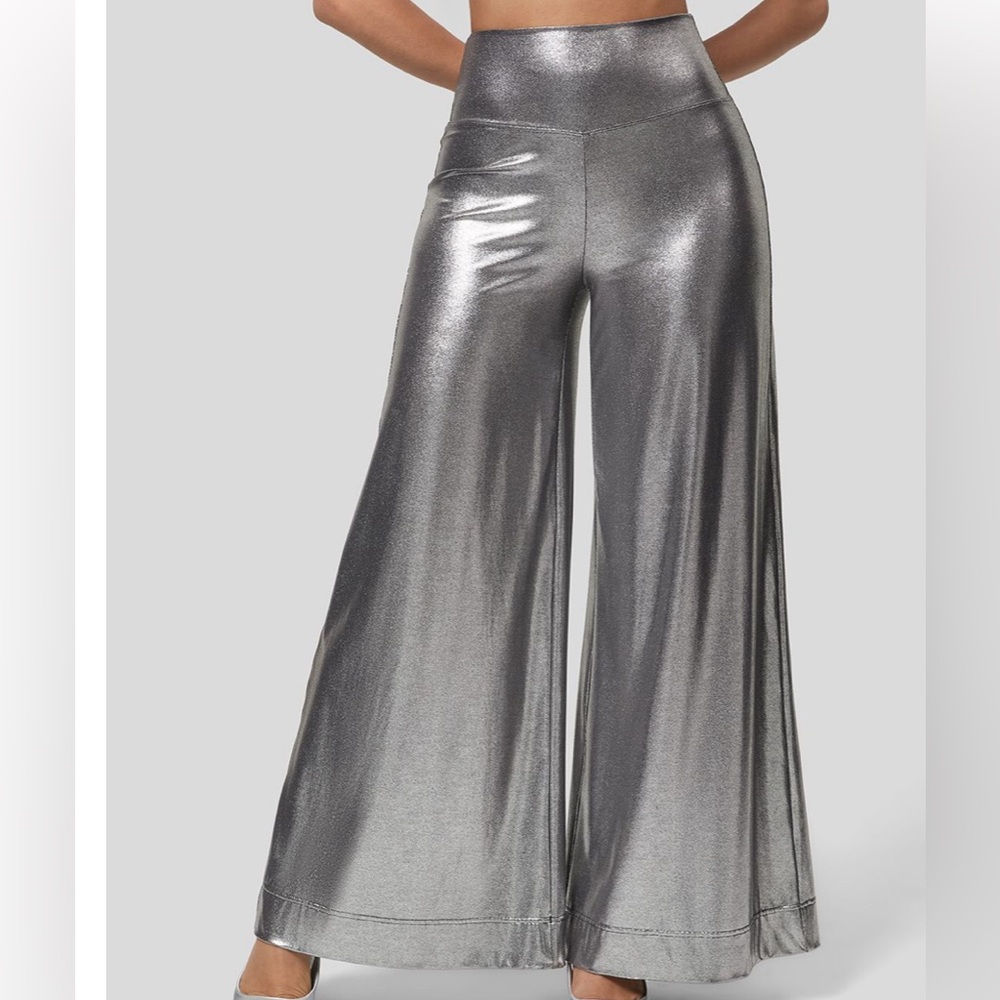 NWT HALARA Wide Leg Silver Pants